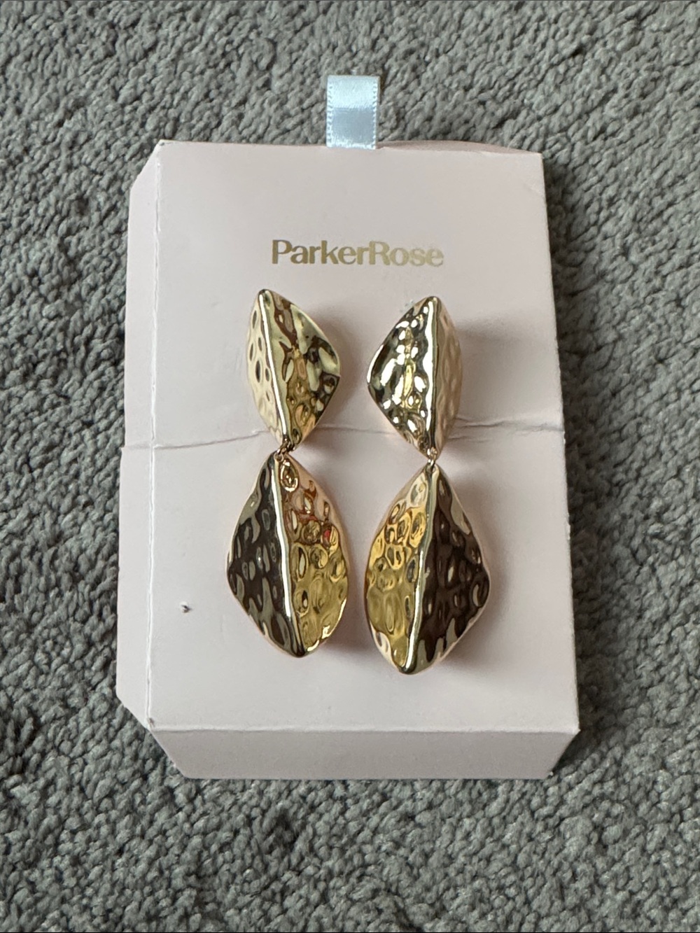 Parker Rose Gold Plated Textured Geometric Drop Statement Earrings